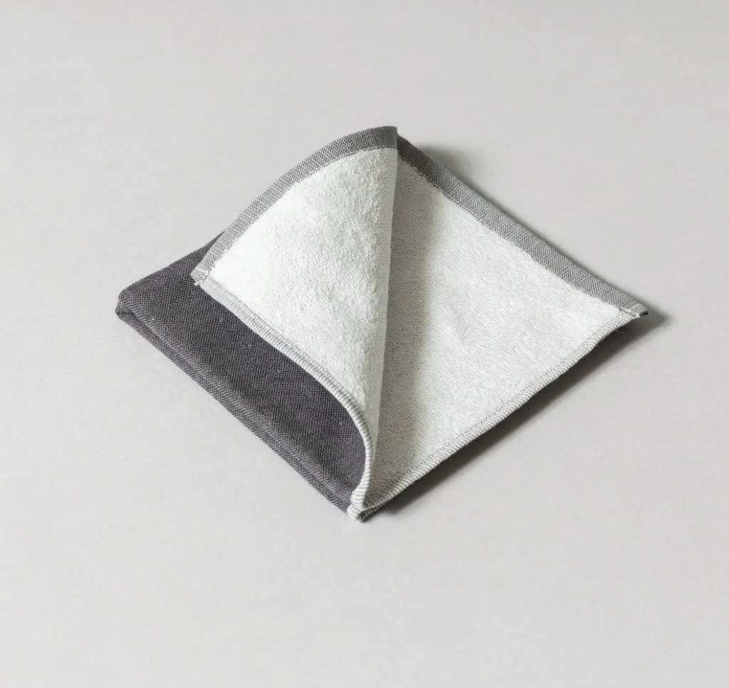 YOSHII · Two-Tone Chambray Washcloth, Black